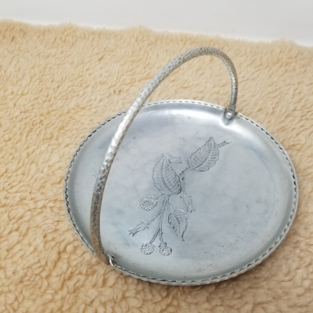 VTG Farberware Hand-Wrought Aluminum Serving‎ Tray w/ Handle See Pics